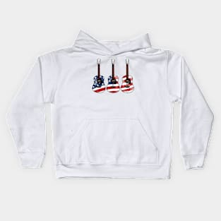 Acoustic Guitar USA Flag Patriotic Guitarist 4th July Kids Hoodie